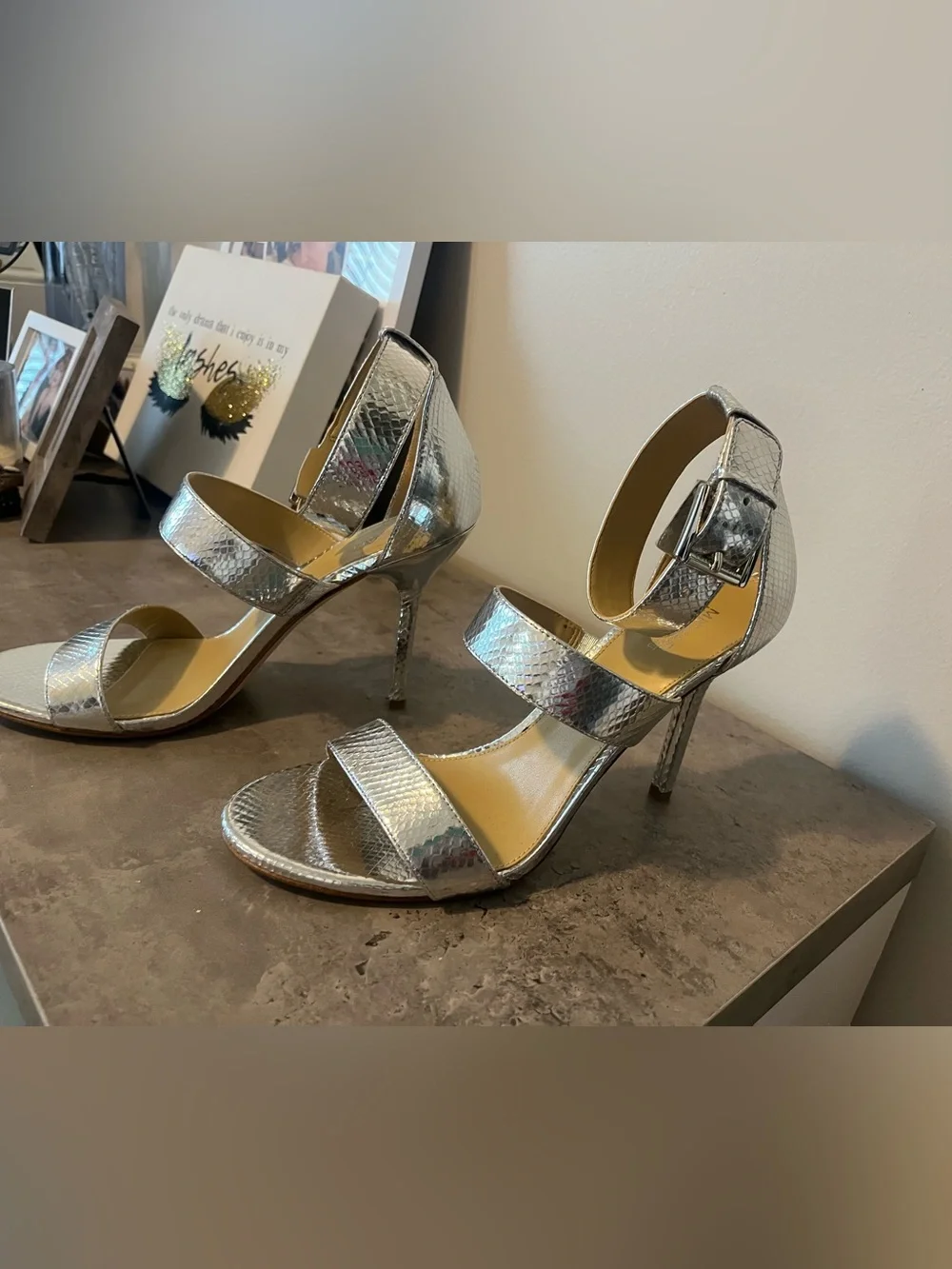 MICHAEL KORS AMAL SNAKESKIN HEELS 9.5